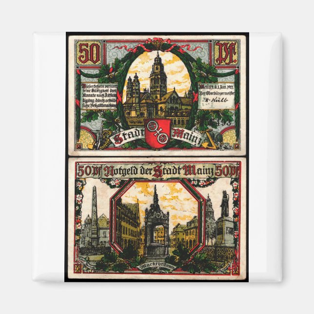 Imán Mainz 50 Pfg 1921 (Frente)