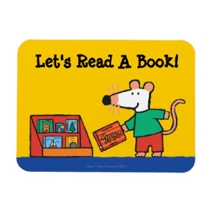 Imán Maisy con los libros de la biblioteca