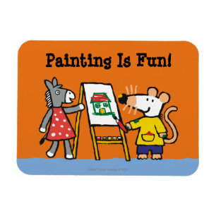 Imán Maisy y pintura manchada en el preescolar