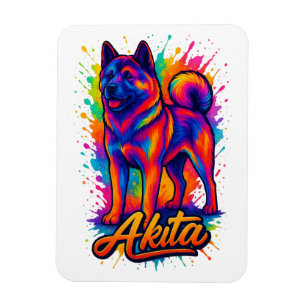 Imán Majestic Akita - Vibrante Ilustra de arte pop colo
