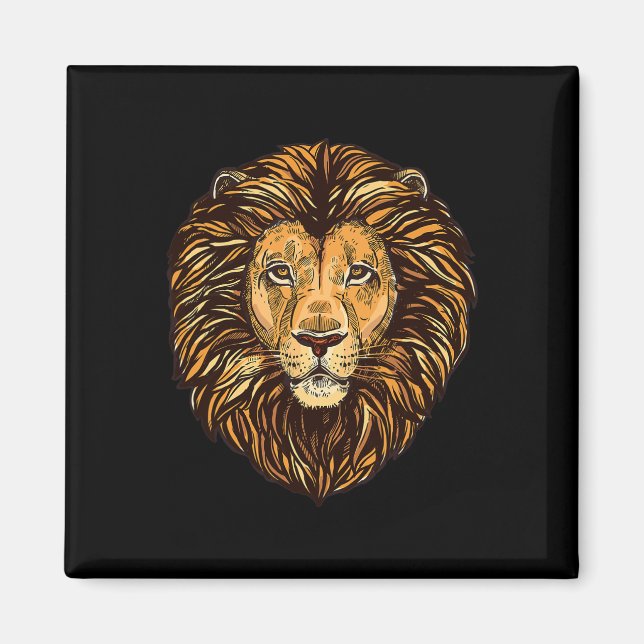Imán Majestic Lion Mane Arte Detallado - Animales Cuida (Frente)