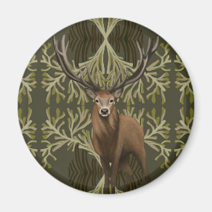 Imán Majestic Stag Resumen Bosque Verde
