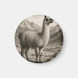 Imán Majestuosa Llama en Montañas Andinas