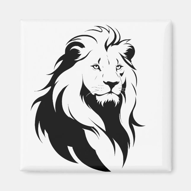 Imán Majestuosa silueta de león en negrita arte vectori (Frente)