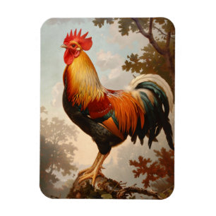 Imán Majestuoso gallo en un frondoso bosque natural