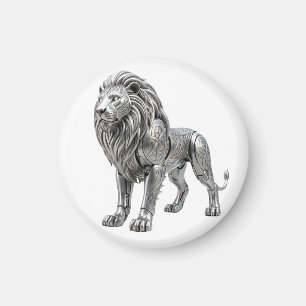 Imán Majestuoso León de Plata Celta con Intrincado Nudo