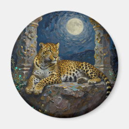 Imán Majestuoso leopardo en saliente de acantilado 