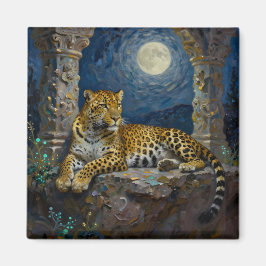 Imán Majestuoso leopardo en saliente de acantilado 