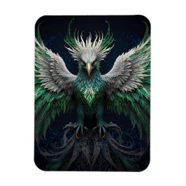 Imán Majestuoso pájaro verde y blanco