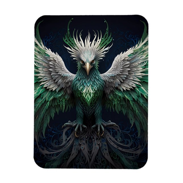 Imán Majestuoso pájaro verde y blanco (Vertical)