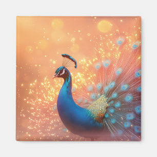 Imán Majestuoso Pavo Real con Plumaje Vibrante