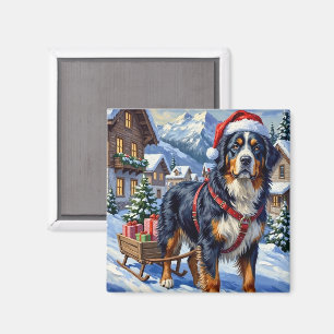 Imán Majestuoso perro de montaña bernés navideño alpino