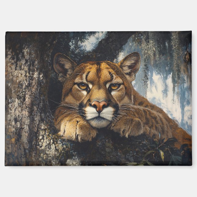 Imán Majestuoso Puma en Bosque (Anverso)