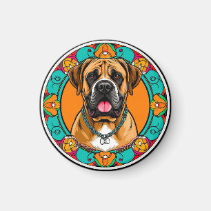 Imán Majestuoso retrato de perro en vibrante mandala fl