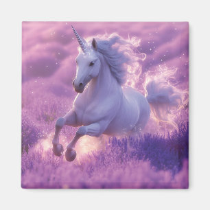 Imán Majestuoso Unicornio Blanco Galopando a Través de
