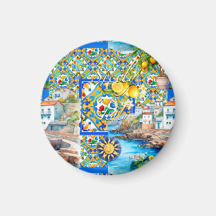 Imán Majólica, limón, azulejos sicilianos,