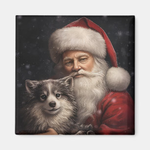 Imán Malamute de Alaska con Navidad de Papá Noel
