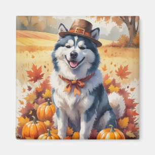 Imán Malamute de Alaska en Arte de Acción de Gracias de