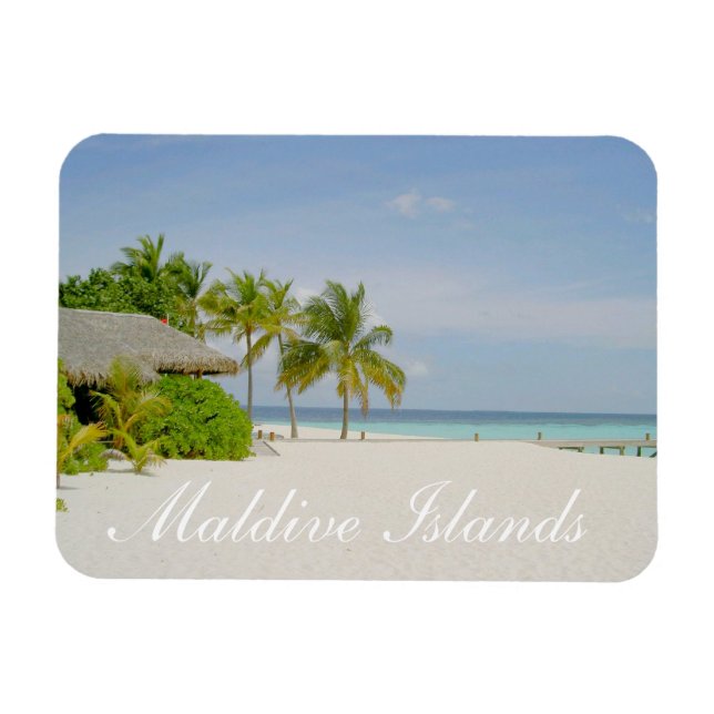 Imán Maldives Beach and Bungalow Magnet (Horizontal)