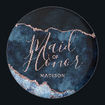 Imán Maldonada de honor de la Marina azul y Rosa de oro<br><div class="desc">Diseño de Geode Dorado de Marble de color Azul y Rosa de Relieve metalizado dorado de Marina,  con fuentes modernas y manuscritas. ¡Boda de moda y Moda Maid of Honor Magnet! ~ Revisa mi tienda para ver toda la suite boda para este diseño!</div>