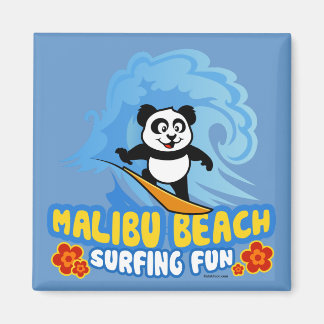 Imán Malibu Beach Surfing Panda