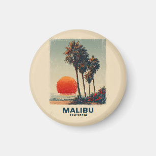 Imán Malibu California Vintage Travel Poster