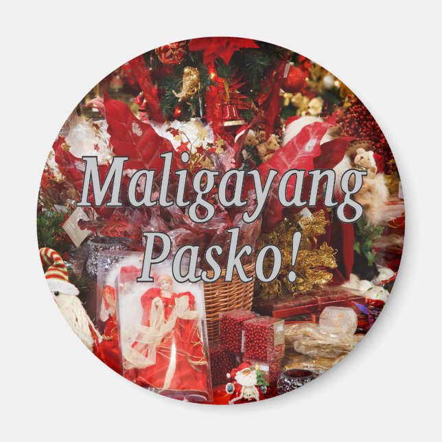 Imán ¡Maligayang Pasko! Feliz Navidad en Tagalog wf (Frente)