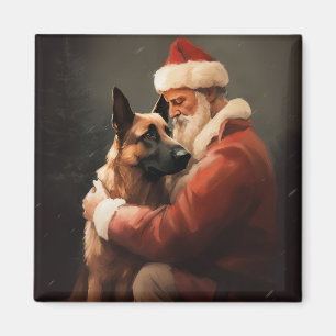 Imán Malinoi Belga Con Santa Claus Festivo Navidad