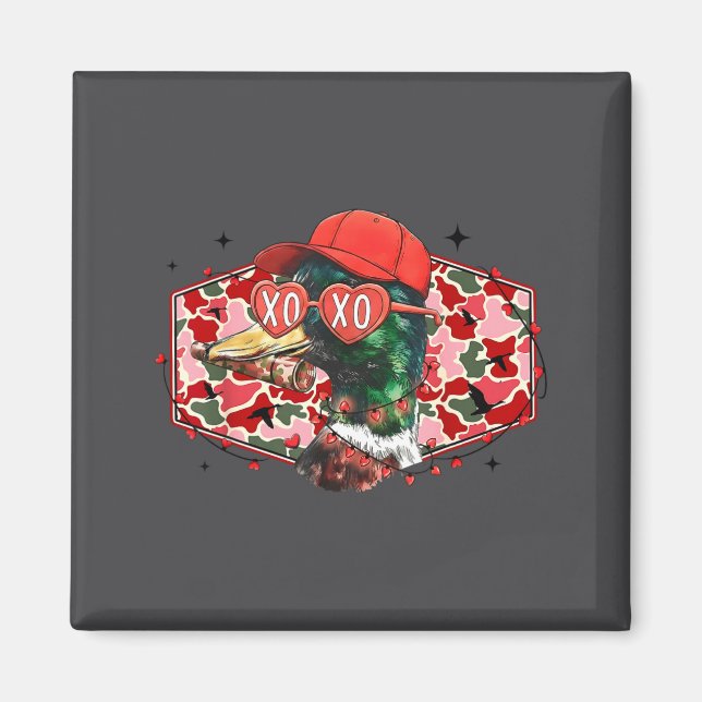 Imán Mallard Duck Camouflage Happy Valentine's Day Hunt (Frente)