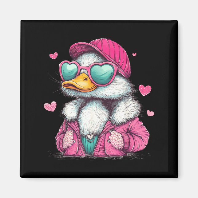 Imán Mallard Duck Hunting Funny Valentine's Day Heart G (Frente)