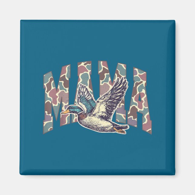 Imán Mallard Duck Hunting Mama Retro Camouflage Daddy M (Frente)