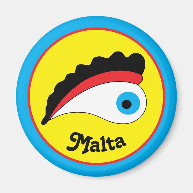 Imán Malta Pescador Bote Afortunado Colorido Ojo (Frente)