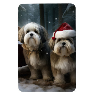 Imán Malti tzu Adorno de Navidad con Trineo Nevado