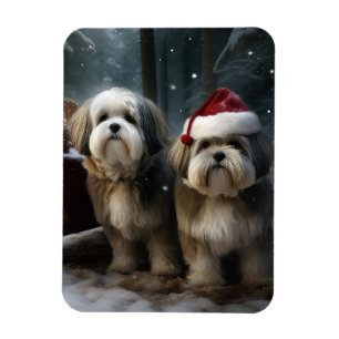 Imán Malti tzu Adorno de Navidad con Trineo Nevado 