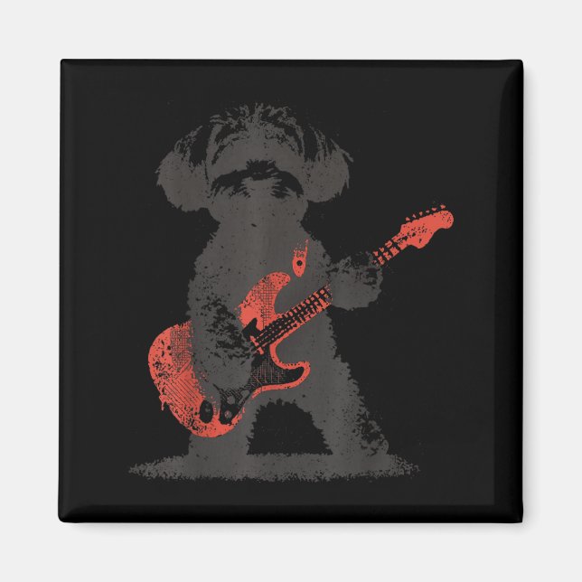 Imán Maltipoo Antiguo Tocando Guitarra Perro Divertido (Frente)