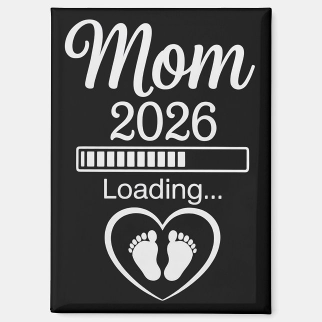 Imán Mamá 2026 Cargando Anuncio de Embarazo del Papá Be (Anverso)