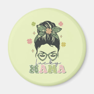 Imán Mamá afortunada - Messy Bun - Clover St. Patrick