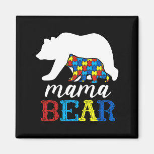Imán Mama Bear Autism Awareness Puzzle Mom Gift