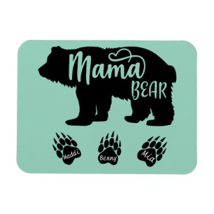 Imán Mama Bear con 3 huellas de pata (nombres personali