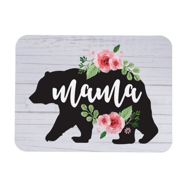 Imán Mama Bear Elegante Flores Rústicas Florales (Horizontal)