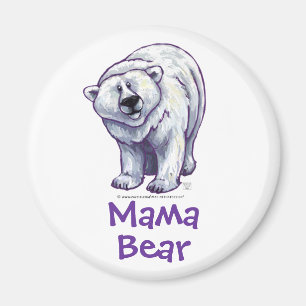 Imán Mama Bear Polar Oso Redondo Magnet