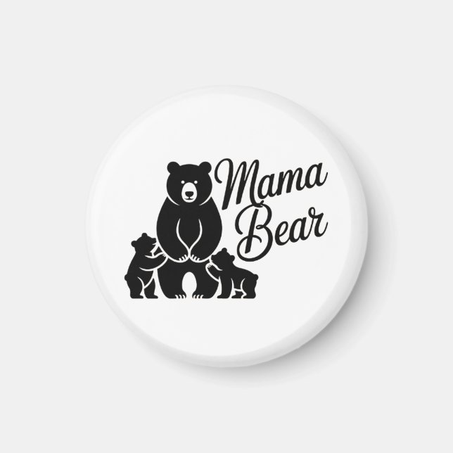 Imán Mama Bear with Cubs Cute Family Bear (Frente)