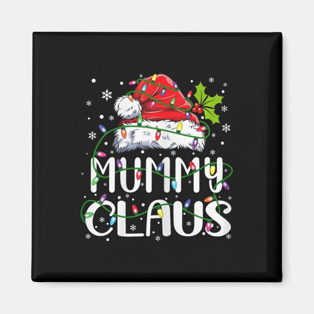 Imán Mamá Claus Navidades Santa Hat Familia coincidente (Frente)
