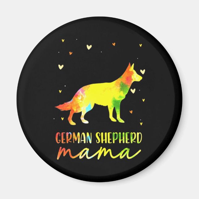 Imán Mamá colorida pastora alemana (Frente)