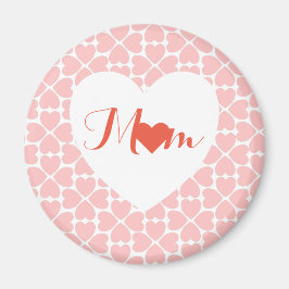 Imán Mamá con corazones de cuatro hojas rosadas