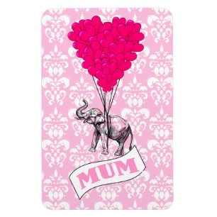 Imán Mamá con elefante rosa