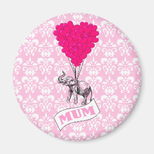 Imán Mamá con elefante rosa
