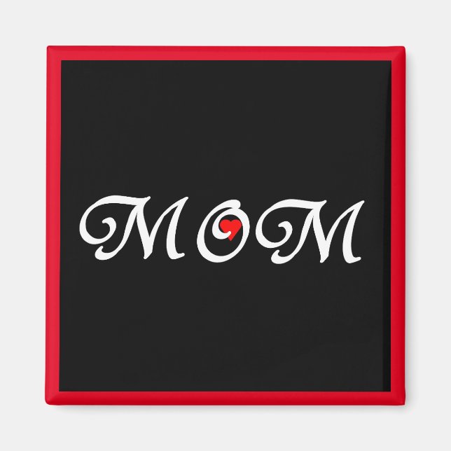 Imán Mamá con un corazón rojo (Frente)