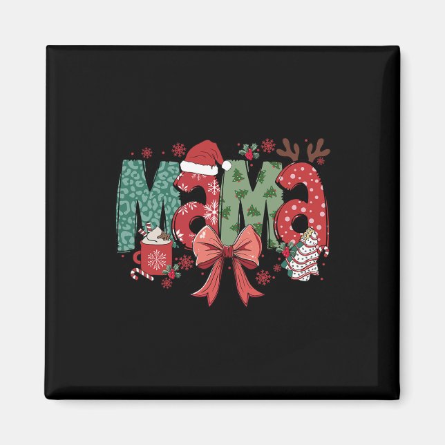 Imán Mama Coquette Bow Navidad Mama Merry Xmas (Frente)