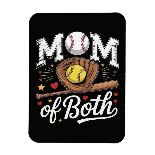 Imán Mamá de ambos Game Day Béisbol Softbol  (Vertical)